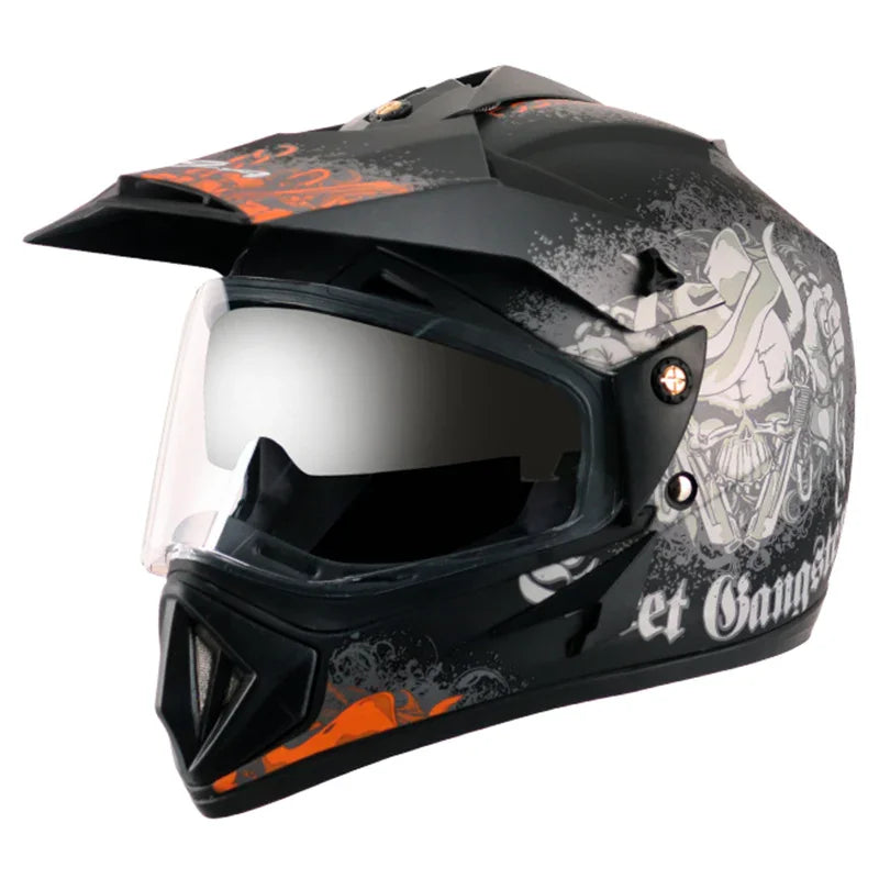Vega Off Road D/V Gangster Dull Black Orange Helmet - Biker.Store - www.biker.store