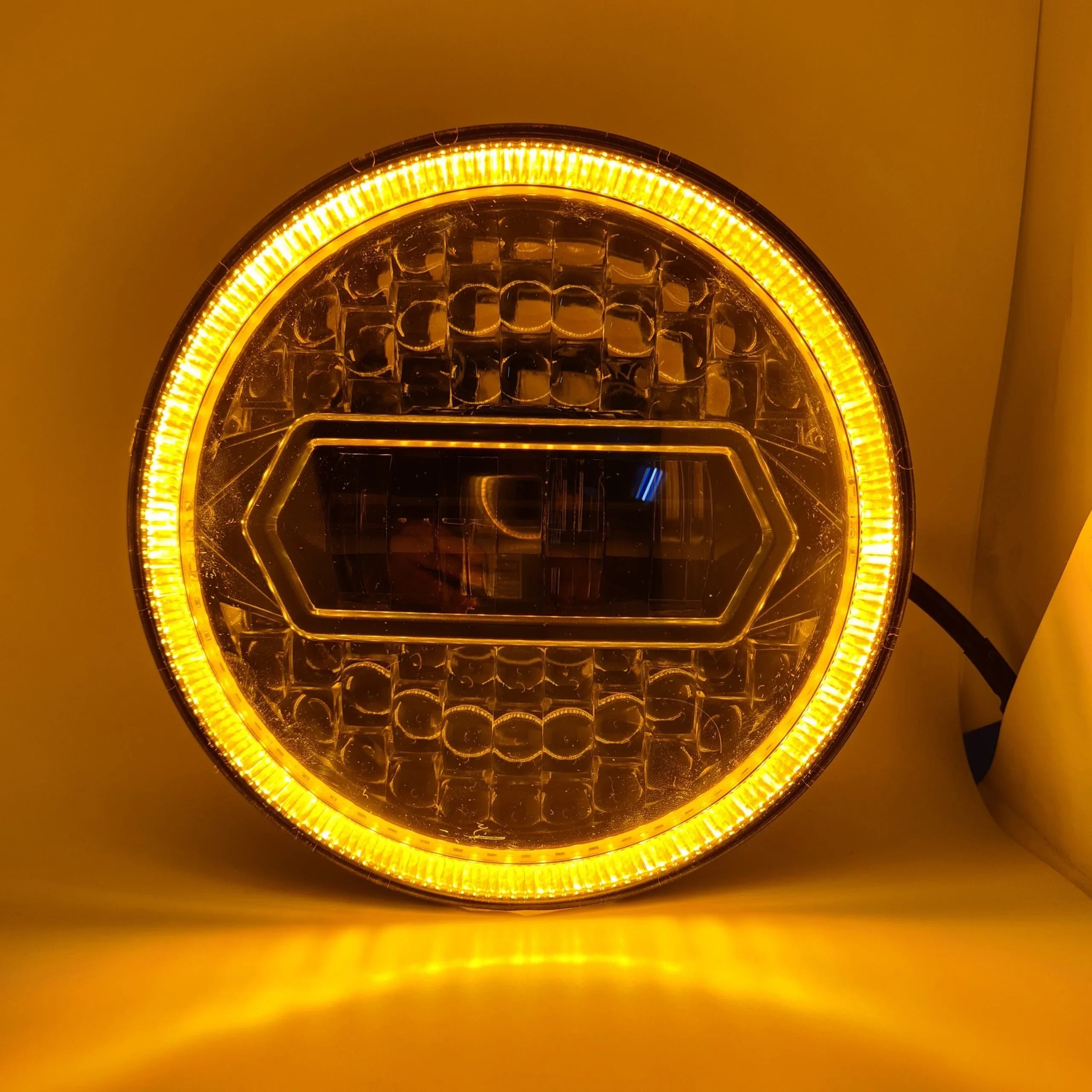 7 Inch Diamond Cut Round Led Headlight Fits in Royal Enfield all model and Mahindra Thar - Biker.Store - www.biker.store