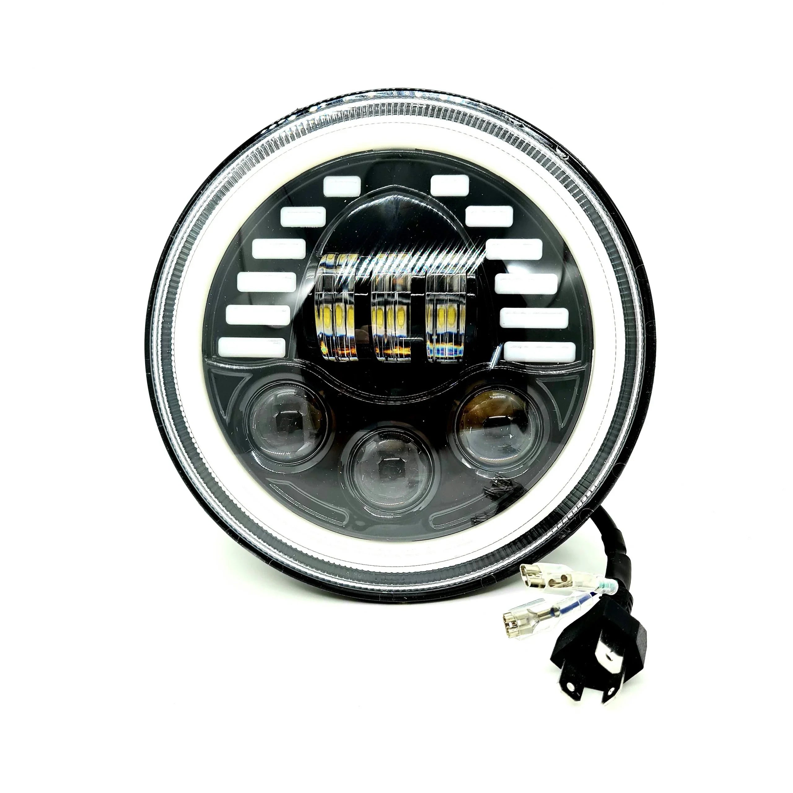 HJG New Indicator Harley Headlight 7Inch Round Led Headlight Fits in Royal Enfield All Models, Mahindra Thar - Biker.Store - www.biker.store
