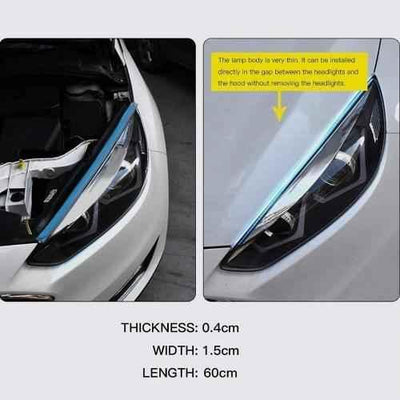 DRL 2 Pcs 12V 60cm Daytime Running Turn Signal White & Yellow DRL Lamp LED Fancy Strip Light For All Cars - Biker.Store - www.biker.store
