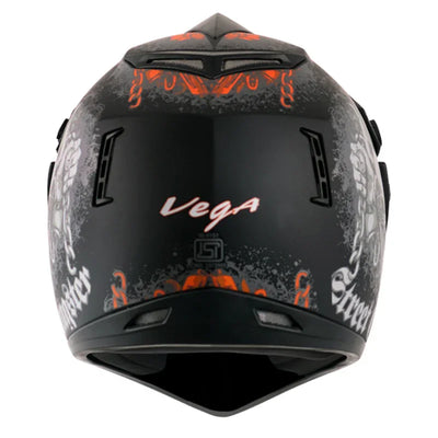Vega Off Road D/V Gangster Dull Black Orange Helmet - Biker.Store - www.biker.store