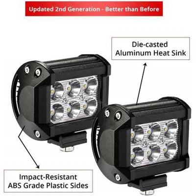 HJG 6 LED Square LED Fog Light For Universal For Bike, Universal For Car Universal For Bike, Universal For Car (Set of 2 with Switch) - Biker.Store - www.biker.store