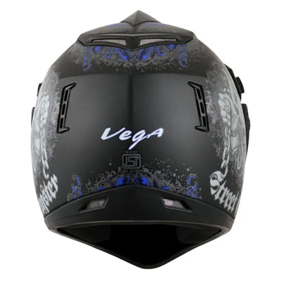 Vega Off Road D/V Gangster Dull Black Blue Helmet - Biker.Store - www.biker.store