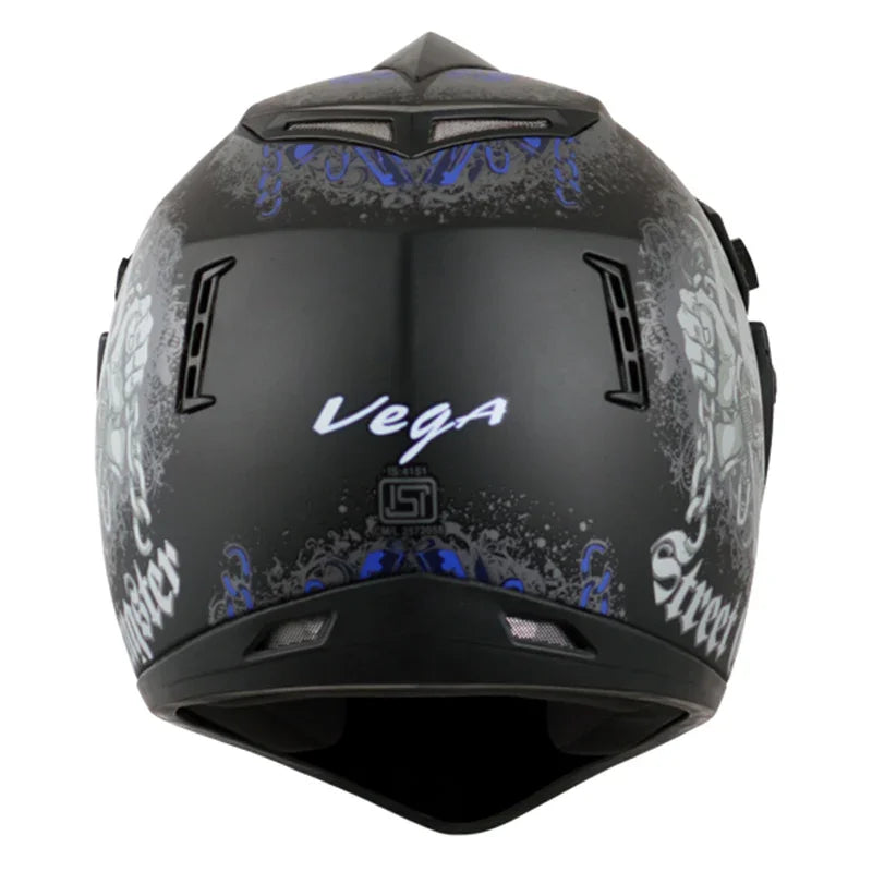 Vega Off Road D/V Gangster Dull Black Blue Helmet - Biker.Store - www.biker.store