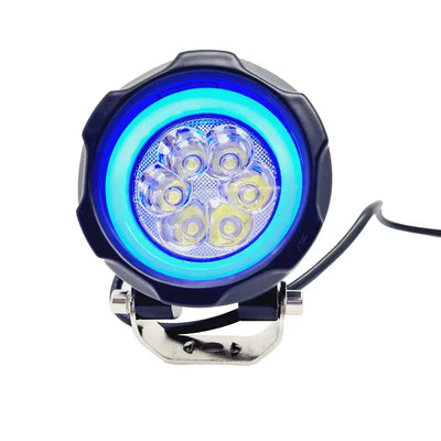 HJG 6 Led Fog Lamp Blue Cob Round Single Pc (12-80V DC- 40W) - Universal for All Cars & Bikes - Biker.Store - www.biker.store