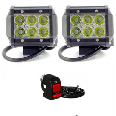 HJG 6 LED Square LED Fog Light For Universal For Bike, Universal For Car Universal For Bike, Universal For Car (Set of 2 with Switch) - Biker.Store - www.biker.store