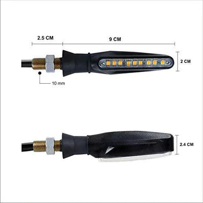 KTM Style Slim 12 LED Indicators Turning Signal lamps Blinkers Bulb Set of-2 UNIVERSAL FOR ALL BIKES (Bike Indicator Lights High Power Motorcycle) 100% Rubber Flexibility-(Yellow) - Biker.Store - www.biker.store