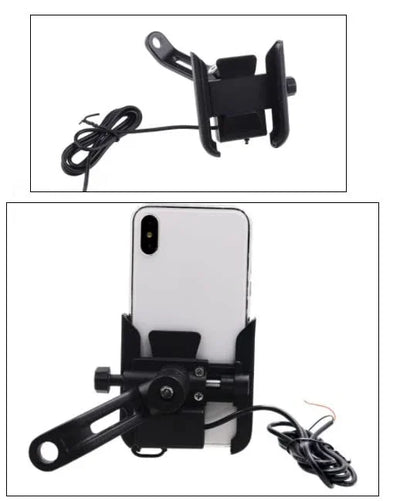 Universal CNC, Motorcycle Handlebar Mount Holder Stand for 3.5-6.2 Inch Mobile, GPS, Action Camera, Anti-Slip Fixed Bracket Shockproof (Without USB) - Biker.Store - www.biker.store