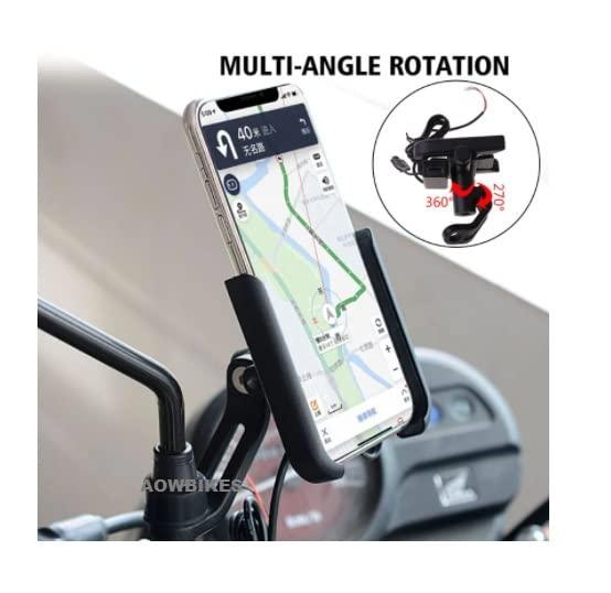 Universal CNC, Motorcycle Handlebar Mount Holder Stand for 3.5-6.2 Inch Mobile, GPS, Action Camera, Anti-Slip Fixed Bracket Shockproof (Without USB) - Biker.Store - www.biker.store