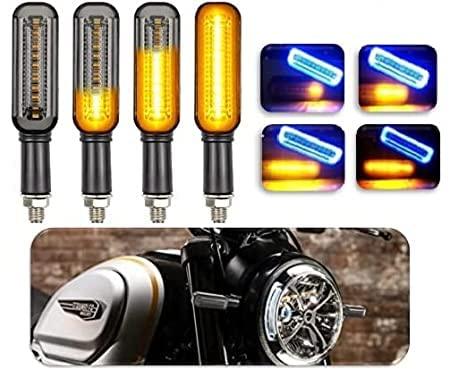 HJG Box Indicator Universal For All Bikes 4pc - Original Imported Flexible Pack of 4 Running Style Blinker Bright YELLOW & BLUE LED Indicators Universal For All Bike Models Motorcycle Turn Signal Lights - Biker.Store - www.biker.store