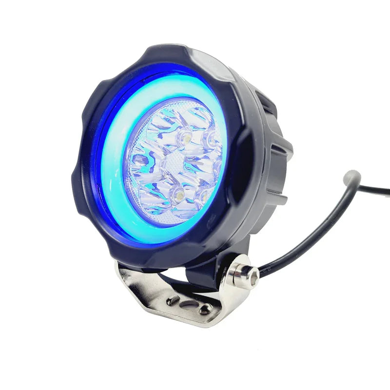 HJG 6 Led Fog Lamp Blue Cob Round Single Pc (12-80V DC- 40W) - Universal for All Cars & Bikes - Biker.Store - www.biker.store