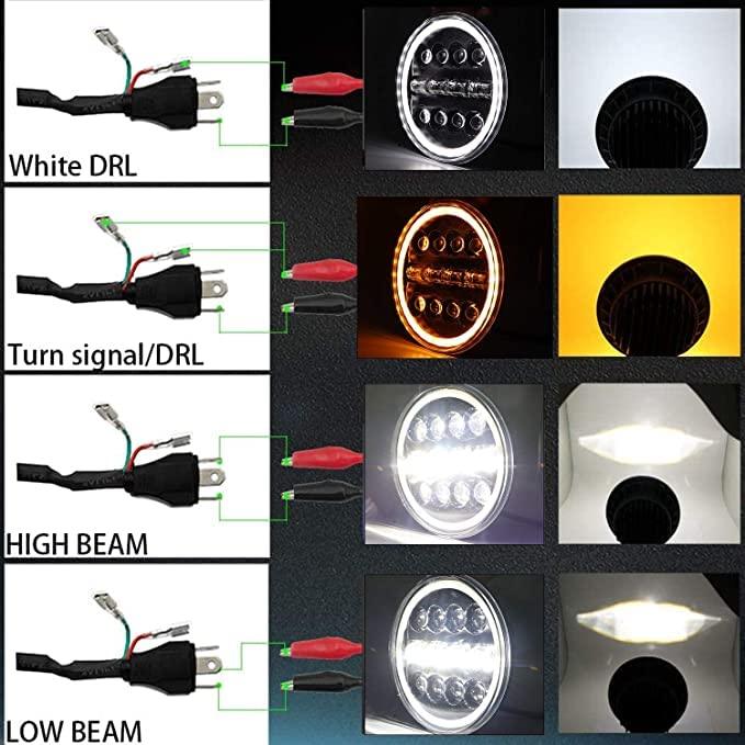 HJG 7 Inch 12 LED Full Ring Headlight Fitting Headlight Compatible with Royal Enfield Classic All Models - Biker.Store - www.biker.store