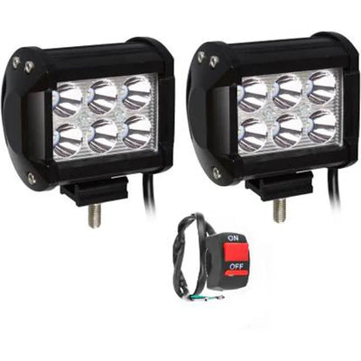 HJG 6 LED Square LED Fog Light For Universal For Bike, Universal For Car Universal For Bike, Universal For Car (Set of 2 with Switch) - Biker.Store - www.biker.store
