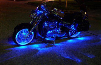 hjg Sunny Day BLUE IMPORTED Underglow PATCH LIGHTS (Front/Rear , Bike Body Lights) - PACK OF 4 - IP65 WATERPROOF DUSTPROOF SHOCKPROOF - Universal Decorative Light for all Motorbike, Car LED (12 V, 1.5 W) (Universal For Bike, Universal For Car, Pack of 4) - Biker.Store - www.biker.store