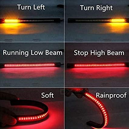 Strip Tail Brake Stop Turn Signal 32LED 8" Flexible led Light for Motorcycle - Biker.Store - www.biker.store