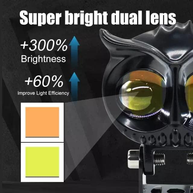 HJG New Model Owl Fog Light For Bike/Car/Thar/Jeep ( Cool White, 40W each * 2 = 80W Total ) - Pack of 2 - Biker.Store - www.biker.store