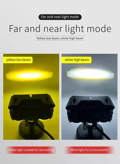 Original HJG Series of Premium Fog Light (3 Round LED HJG Fog Light, 60W per pc * 2 = 120W Total) White Yellow - Biker.Store - www.biker.store