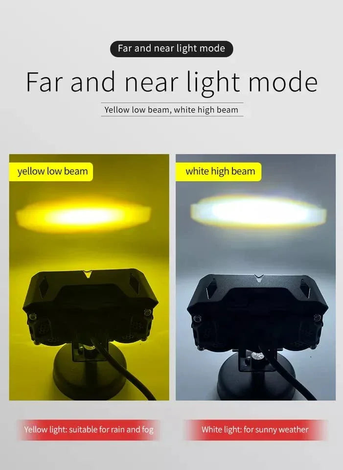 Original HJG Series of Premium Fog Light (3 Round LED HJG Fog Light, 60W per pc * 2 = 120W Total) White Yellow - Biker.Store - www.biker.store