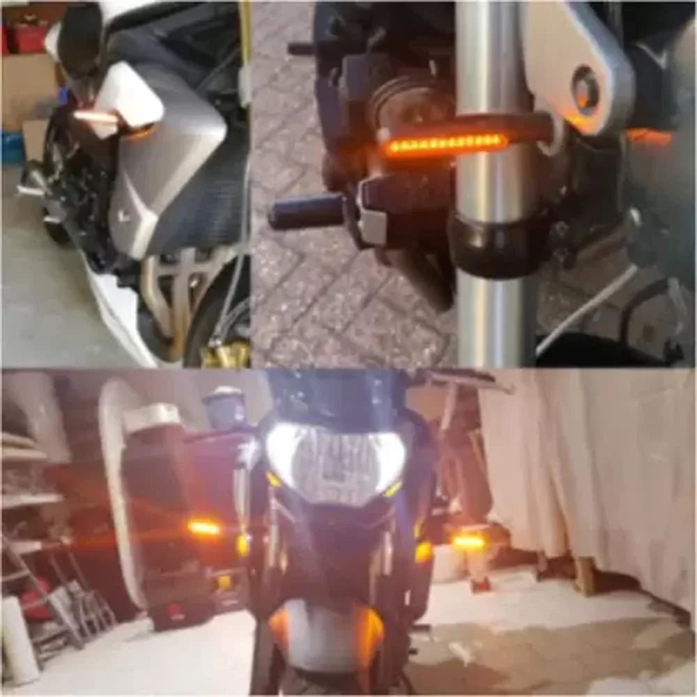 KTM Style Slim 12 LED Indicators Turning Signal lamps Blinkers Bulb Set of-2 UNIVERSAL FOR ALL BIKES (Bike Indicator Lights High Power Motorcycle) 100% Rubber Flexibility-(Yellow) - Biker.Store - www.biker.store