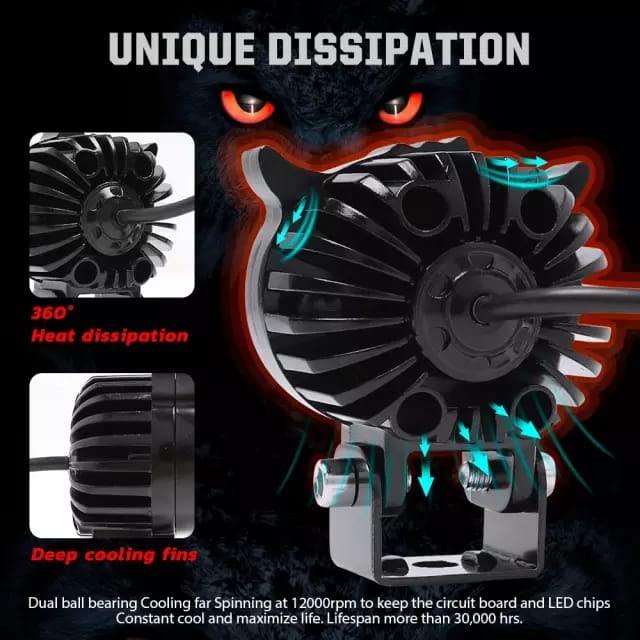 HJG New Model Owl Fog Light For Bike/Car/Thar/Jeep ( Cool White, 40W each * 2 = 80W Total ) - Pack of 2 - Biker.Store - www.biker.store