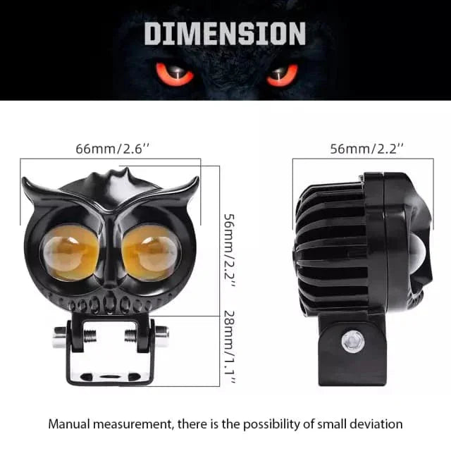 HJG New Model Owl Fog Light For Bike/Car/Thar/Jeep ( Cool White, 40W each * 2 = 80W Total ) - Pack of 2 - Biker.Store - www.biker.store