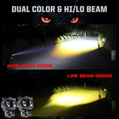 HJG New Model Owl Fog Light For Bike/Car/Thar/Jeep ( Cool White, 40W each * 2 = 80W Total ) - Pack of 2 - Biker.Store - www.biker.store