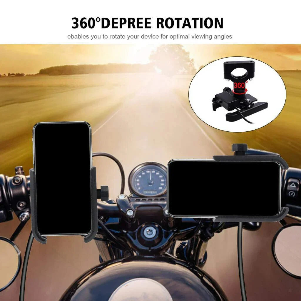 Universal CNC, Motorcycle Handlebar Mount Holder Stand for 3.5-6.2 Inch Mobile, GPS, Action Camera, Anti-Slip Fixed Bracket Shockproof (Without USB) - Biker.Store - www.biker.store