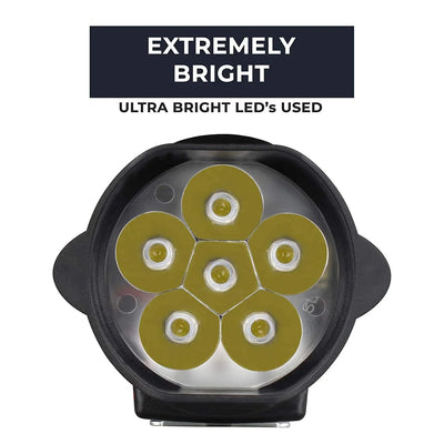 SSLG 6 LED Foglight Original Bike Fog Light Universal Fog Lamp Assembly - Set of 2 with Switch (Black) - Biker.Store - www.biker.store