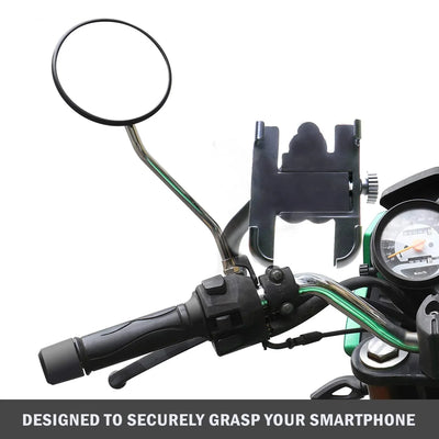 Mobile Phone Holder with USB Charger Waterproof Easy Adjustable Rear View Mirror Mount Solid Metal Cradle Stand Suitable for Bike & Mobile Phones 3.5" to 7.0" (Black) - Biker.Store - www.biker.store