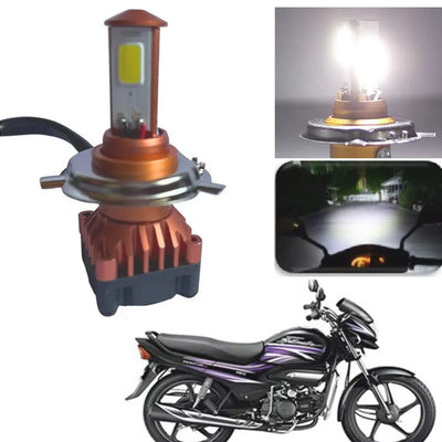 CYT High Brightness Front DC Power Headlight Bulb Universal For All Bikes, Motorcycle, Scooty (DC8V-48V, 40W) 3 Side H4 White LED Headlight with Cooling Fan Head lamp Conversion Kit | Type H4 - Biker.Store - www.biker.store
