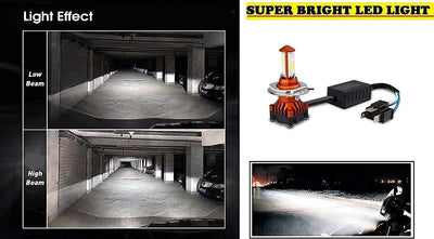 CYT High Brightness Front DC Power Headlight Bulb Universal For All Bikes, Motorcycle, Scooty (DC8V-48V, 40W) 3 Side H4 White LED Headlight with Cooling Fan Head lamp Conversion Kit | Type H4 - Biker.Store - www.biker.store