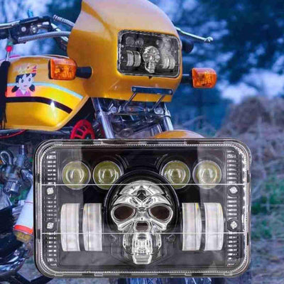 Splendor SKULL BHOOT DRL LED Projector Headlight Assembly Hi/Low Beam With BOSS DRL For Hero Splendor Plus, Splendor Pro, Splendor - Biker.Store - www.biker.store