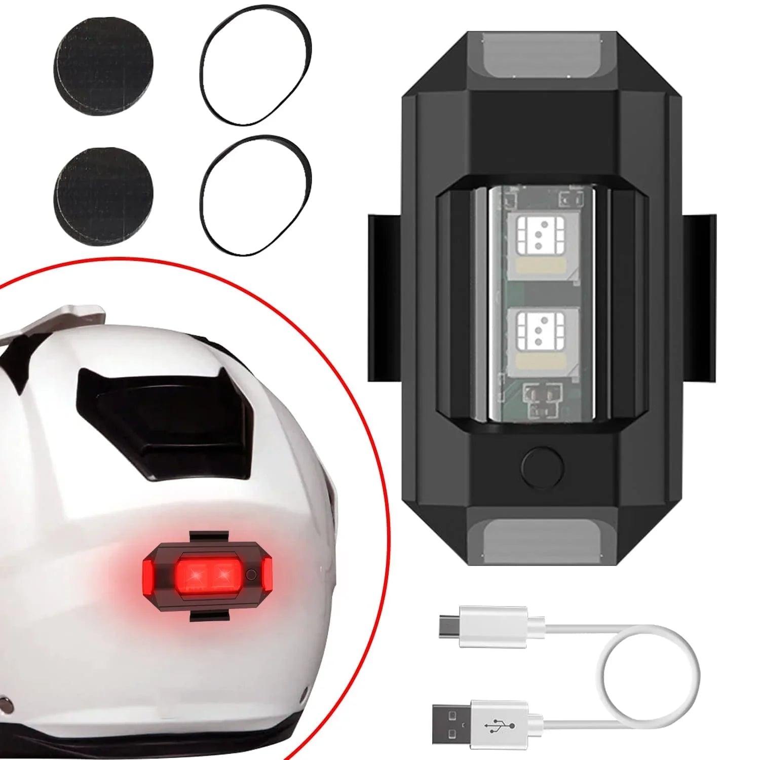 Helmet Bike Bicycle Safety Signal Warning Motorcycle Helmets led LED Helmet Strip Light Aircraft Strobe Exterior (Multicolor) Pack of 1 - Biker.Store - www.biker.store