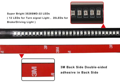 Strip Tail Brake Stop Turn Signal 32LED 8" Flexible led Light for Motorcycle - Biker.Store - www.biker.store