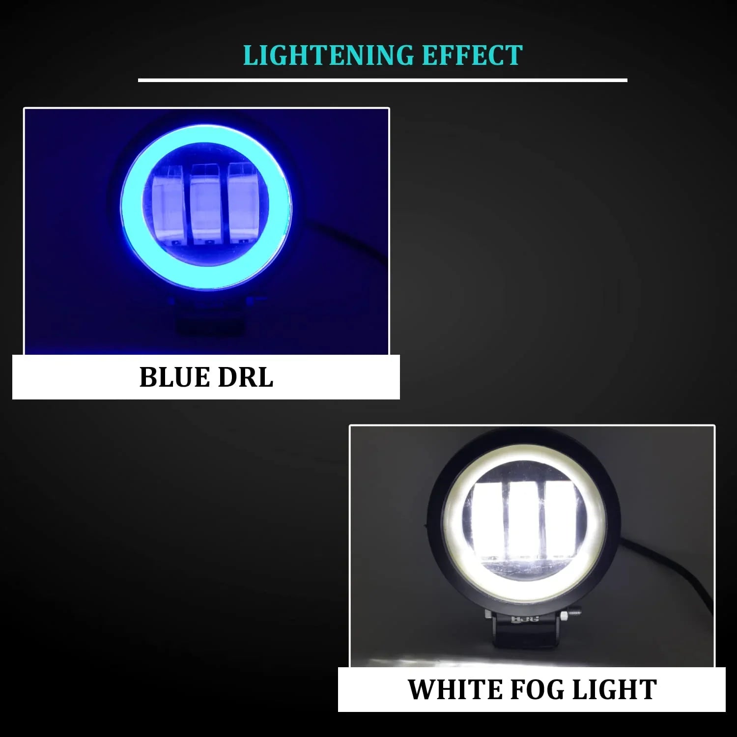 HJG Harley Round Shape fog light 3 Led Blue DRL For bikes and cars.(Light Power: 60W Voltage: DC9-80V) - Biker.Store - www.biker.store