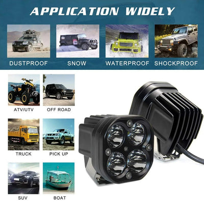 Super IMPORTED 120W Bike 4x4 LED FOG LIGHT ORIGINAL Super Bright Spot Flood Beam Driving Lamp for All Motorcycles & Bikes (120W (2 * 60W), White Light, 2 PCS) - Biker.Store - www.biker.store