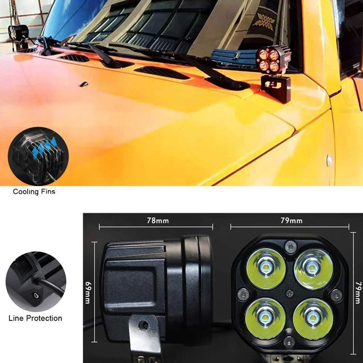 Super IMPORTED 120W Bike 4x4 LED FOG LIGHT ORIGINAL Super Bright Spot Flood Beam Driving Lamp for All Motorcycles & Bikes (120W (2 * 60W), White Light, 2 PCS) - Biker.Store - www.biker.store
