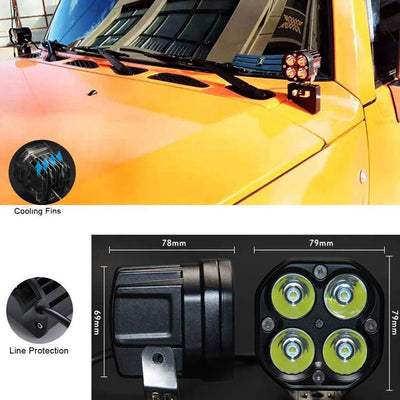 Super IMPORTED 120W Bike 4x4 LED FOG LIGHT ORIGINAL Super Bright Spot Flood Beam Driving Lamp for All Motorcycles & Bikes (120W (2 * 60W), White Light, 2 PCS) - Biker.Store - www.biker.store