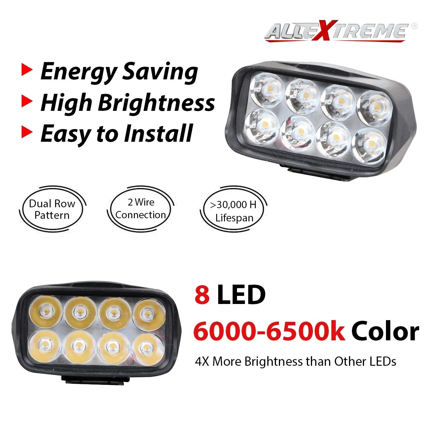 8 LED Universal LED Fog Light Driving Work Lamp for Bike Cars and Motorcycle (8 Led, 2Pcs With Switch) - Biker.Store - www.biker.store