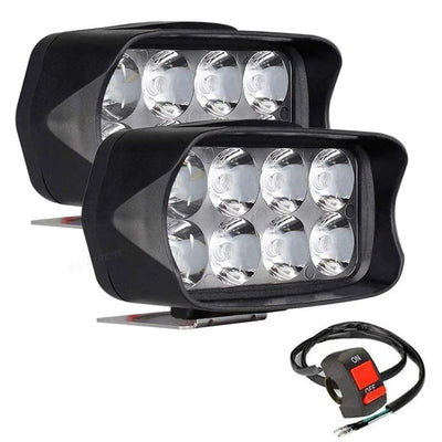 8 LED Universal LED Fog Light Driving Work Lamp for Bike Cars and Motorcycle (8 Led, 2Pcs With Switch) - Biker.Store - www.biker.store