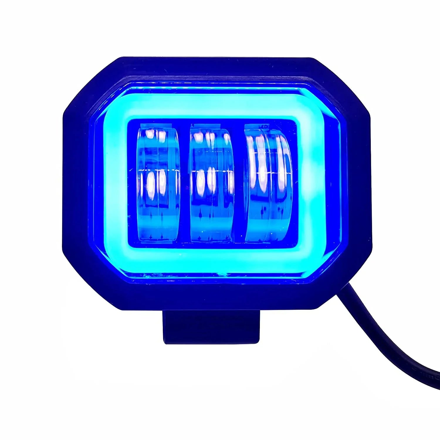 HJG Harley Square Shape fog light 3 Led Blue DRL For Bikes & Cars.(Light Power: 60W Voltage: DC9-80V) - Biker.Store - www.biker.store
