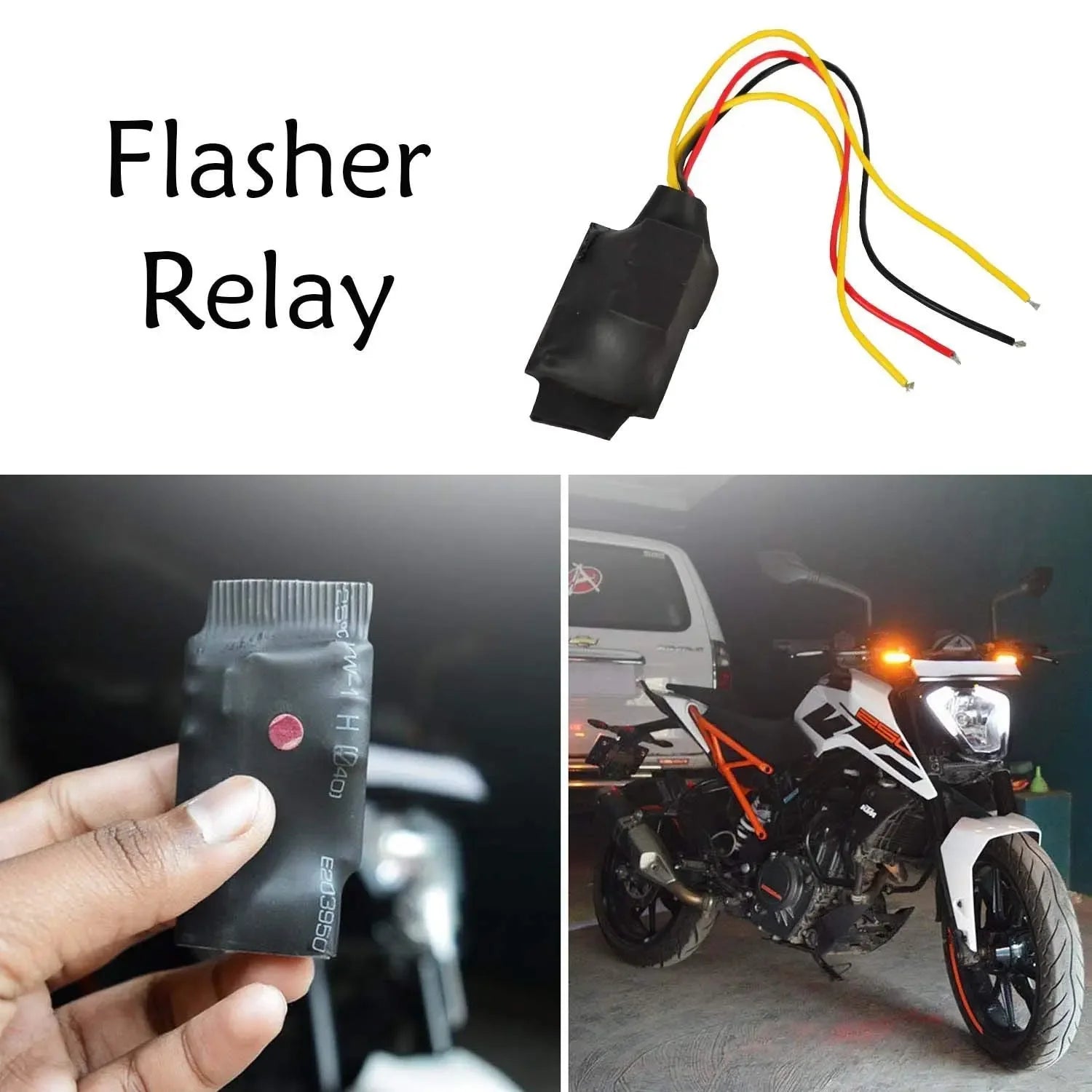 AutoHoxx Open Type Universal Bike Hazard LED Flasher, 18 Different Patterns Flasher for All Bikes, Set of 1, Black - Biker.Store - www.biker.store