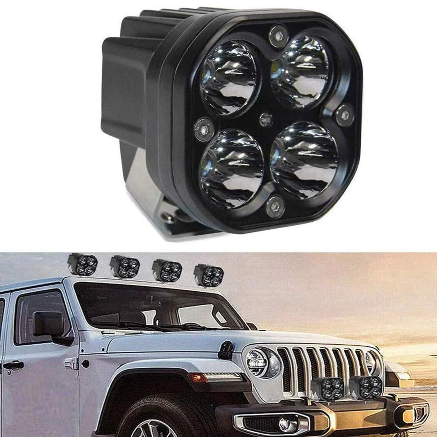Super IMPORTED 120W Bike 4x4 LED FOG LIGHT ORIGINAL Super Bright Spot Flood Beam Driving Lamp for All Motorcycles & Bikes (120W (2 * 60W), White Light, 2 PCS) - Biker.Store - www.biker.store