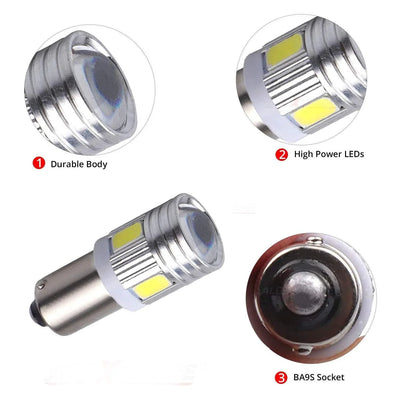 LED Projector Parking Bulbs for Royal Enfield (BA9S Socket) (Set of 2) - White/Blue/Red/Green - Biker.Store - www.biker.store
