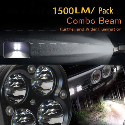 Super IMPORTED 120W Bike 4x4 LED FOG LIGHT ORIGINAL Super Bright Spot Flood Beam Driving Lamp for All Motorcycles & Bikes (120W (2 * 60W), White Light, 2 PCS) - Biker.Store - www.biker.store