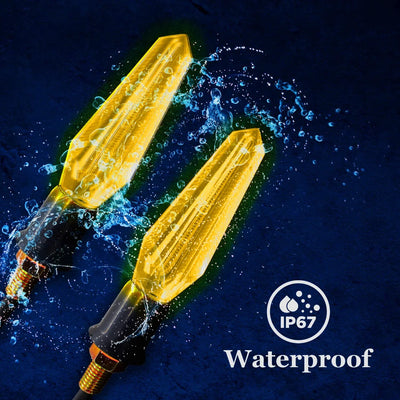 Yellow Transparent Bike Indicator Turn Signal Indicator Blinker Light Transparent Crystal Material Waterproof Universal for All Bikes (Yellow) (Pack of 2) - Biker.Store - www.biker.store