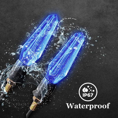 Blue Transparent Bike Indicator Turn Signal Indicator Blinker Light Transparent Crystal Material Waterproof Universal for All Bikes (Blue) (Pack of 2) - Biker.Store - www.biker.store