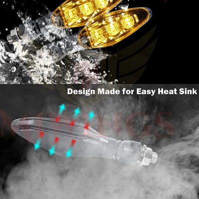 3 LED Universal Motorcycle Bright LED Amber Turn Signal Light Indicator Brake Lamps for All Bike Bike ( Pack of 2, Color Amber ) - Biker.Store - www.biker.store