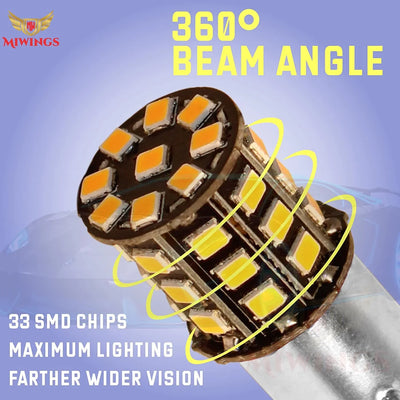Orange LED Indicator Bulb Bright 360° Reflecting LED Indicator Bulbs Light (STRAIGHT PIN LED ) 2pc Indicator Light Car, Motorbike LED (12 V, 10 W) (Universal For Bike, Universal For Car, Pack of 1) - Biker.Store - www.biker.store