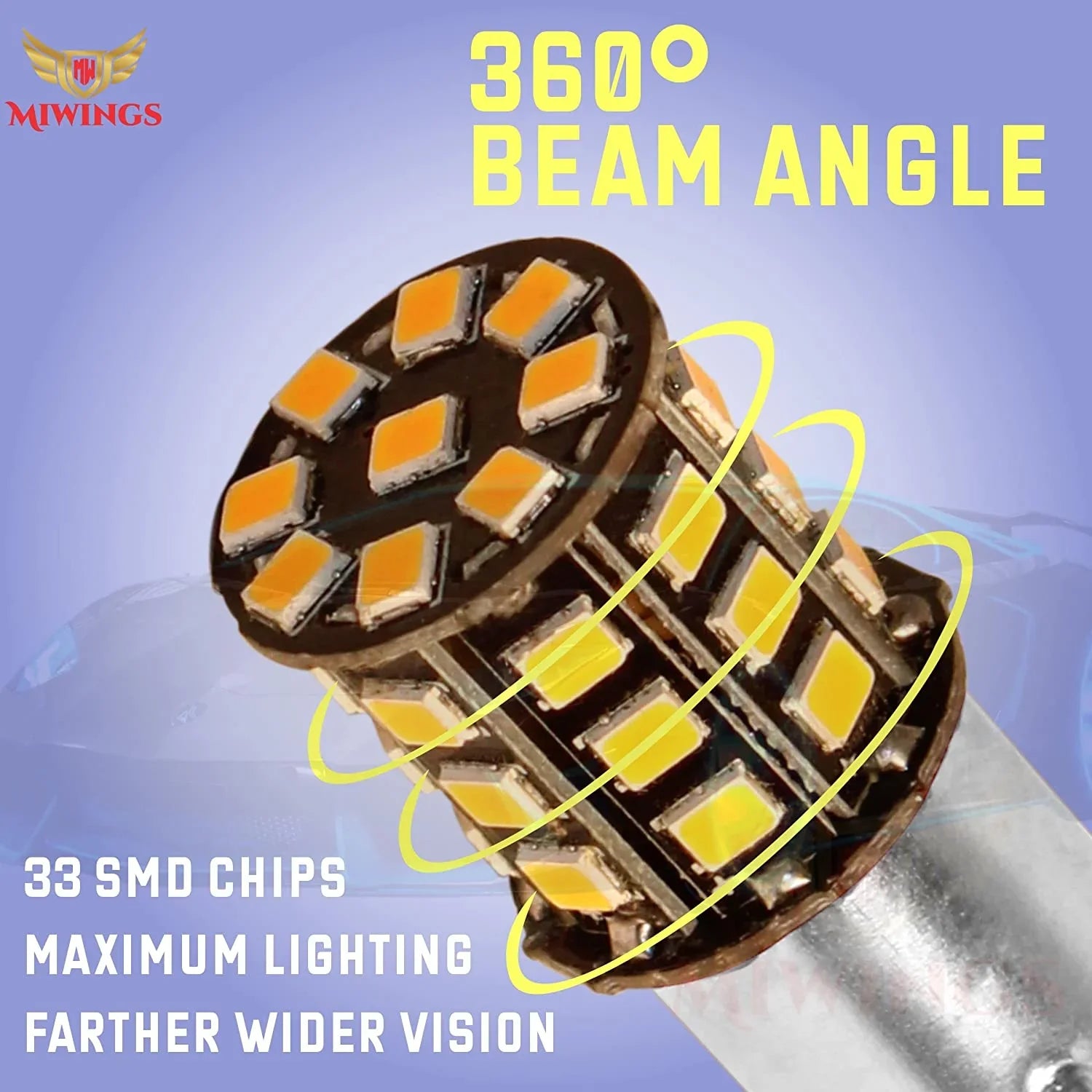 Orange LED Indicator Bulb Bright 360° Reflecting LED Indicator Bulbs Light (STRAIGHT PIN LED ) 2pc Indicator Light Car, Motorbike LED (12 V, 10 W) (Universal For Bike, Universal For Car, Pack of 4) - Biker.Store - www.biker.store